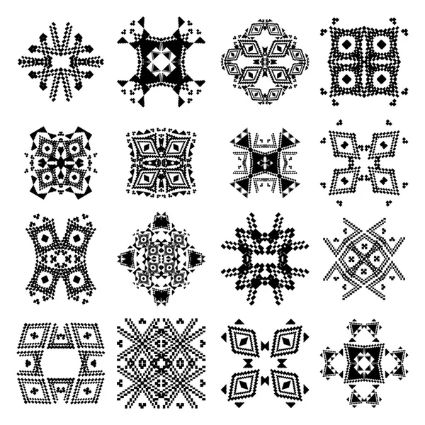 Set vettoriale di motivi decorativi tribali in bianco e nero per il design — Vettoriale Stock