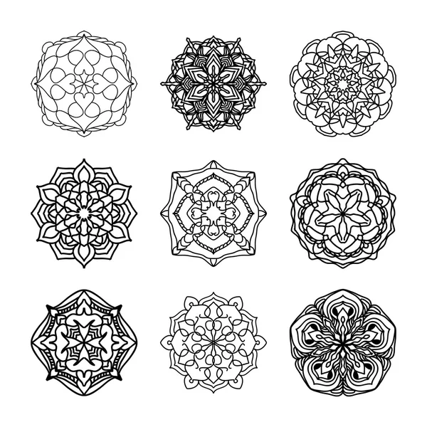 Ensemble vectoriel de motifs décoratifs ethniques noirs et blancs pour le design — Image vectorielle