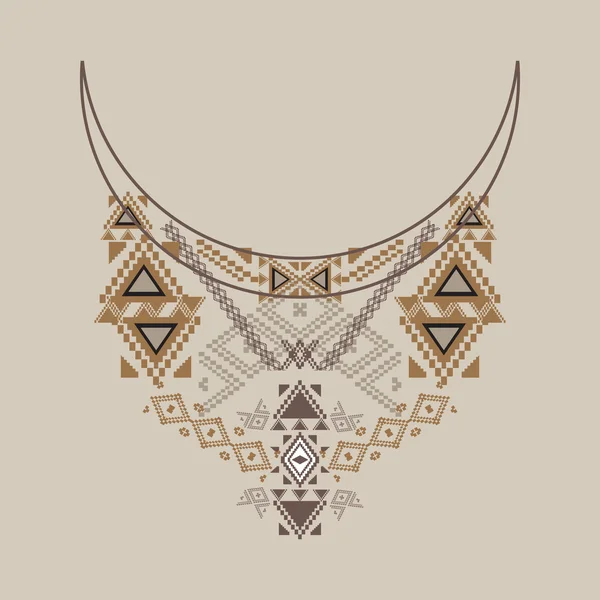 Design de decote em estilo étnico para a moda. Impressão no pescoço asteca —  Vetores de Stock