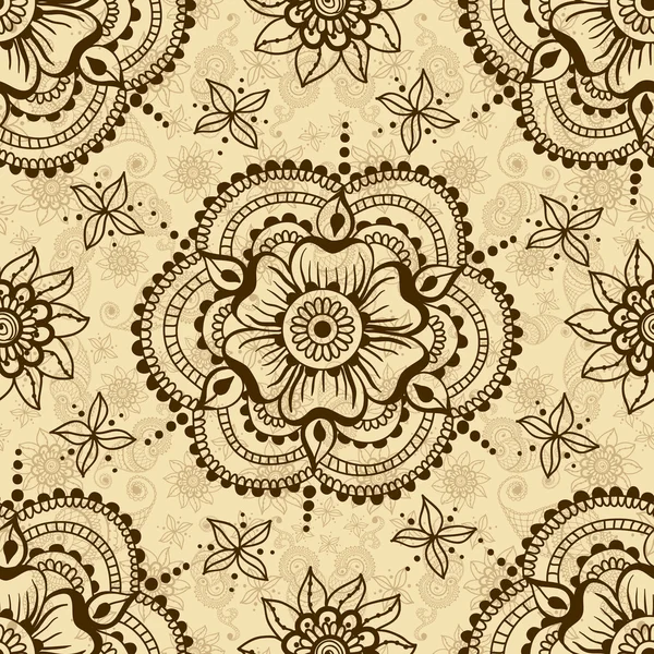 Texture vectorielle sans couture avec ornement floral dans un style indien — Image vectorielle