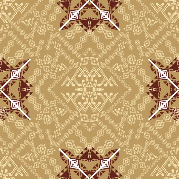 Textura sem costura vetorial. Padrão geométrico étnico tribal. Estilo ornamental asteca —  Vetores de Stock