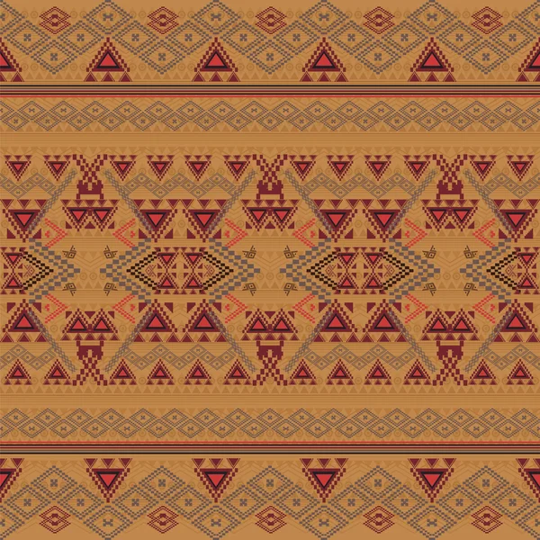 Textura sin costura vectorial. Patrón geométrico étnico tribal. Estilo ornamental azteca — Vector de stock