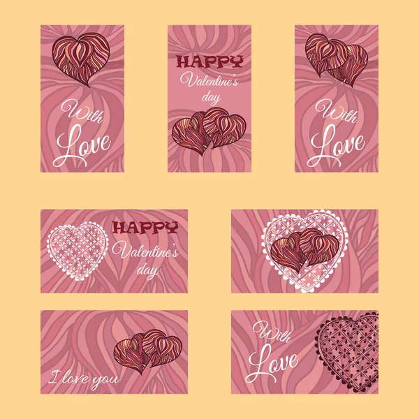 Conjunto vectorial de pancartas o tarjetas. Tema Día de San Valentín — Vector de stock