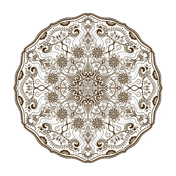 Vector floral mandala in Indische stijl. Mehndi sier bloem — Stockvector