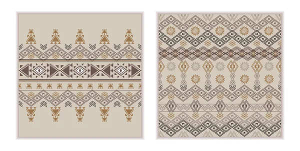Векторный набор из двух бесшовных шаблонов. Геометрическая текстура этнических племен — стоковый вектор