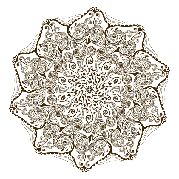 Mandala floral vetorial em estilo indiano. Mehndi flor ornamental — Vetor de Stock