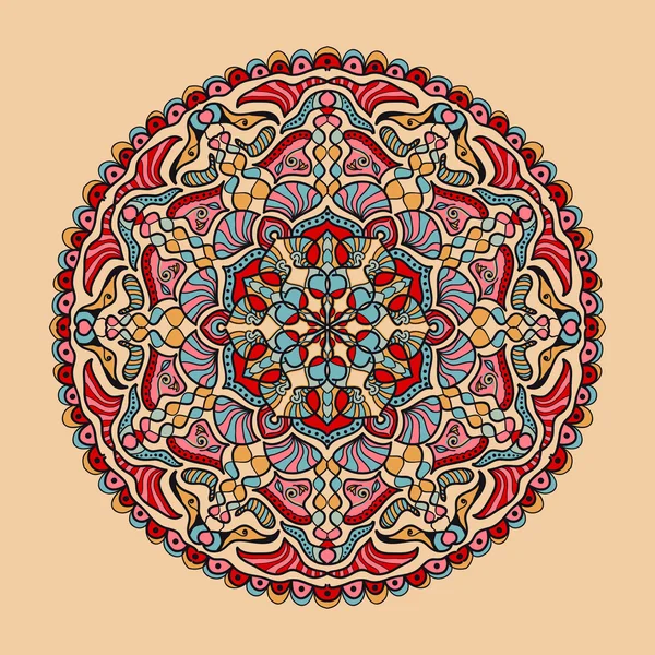 Vector floral mandala colorido. Hermoso elemento de diseño en estilo étnico — Archivo Imágenes Vectoriales