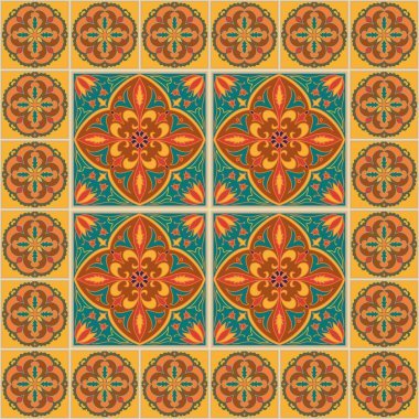 Vector seamless texture. Beautiful colored pattern for design and fashion with decorative elements and border
