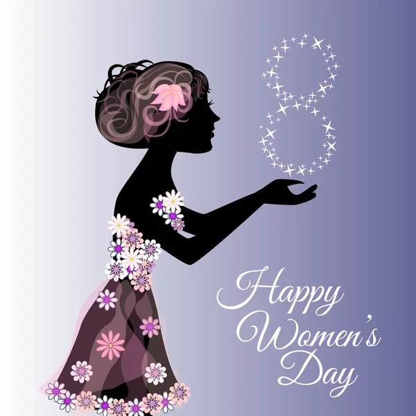 Grußkarte oder Banner für den 8. März. Glücklicher Frauentag — Stockvektor