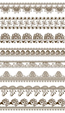 Vector set of hand drawn borders in ethnic indian style. Great collection of pattern brushes inside
