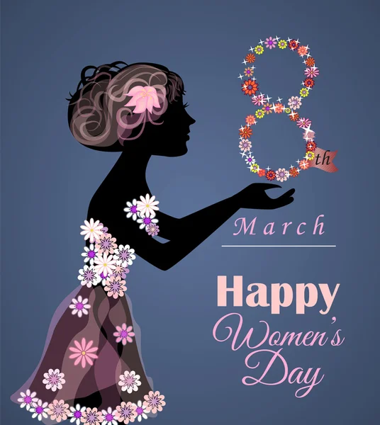 Cartão de vetor ou banner para 8 de março. Feliz Dia da Mulher —  Vetores de Stock
