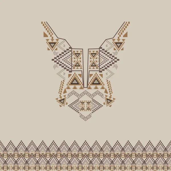 Diseño escote con borde en estilo étnico para la moda. Estampado de cuello azteca — Archivo Imágenes Vectoriales