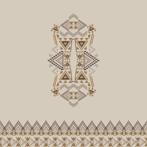 Vector tribal decorative pattern with border for design and fashion. Aztec ornamental style — Διανυσματικό Αρχείο