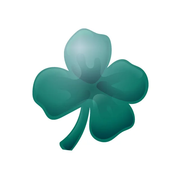 3d Green Lucky Four Leaf Clover 아이콘은 카툰 스타일이다. 벡터 일러스트는 흰색 바탕에 분리되어 있다. 성 패트릭데 이를위한 디자인 요소. 마술의 상징은 행운이다. 주요점 과 그림자 — 스톡 벡터