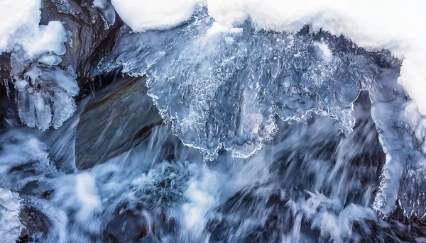 Kar altında şelale