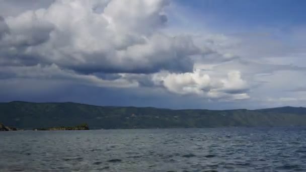 Clouds over lake Baikal. Cloudy day. Timelaps — Stock Video