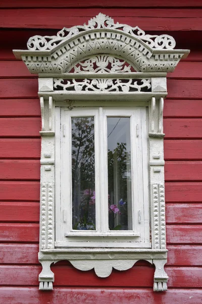 stock image Rostov the Great. Window with carved architraves