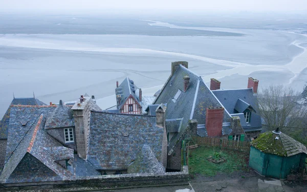 Francja. Mont Saint-Michel w zimie. — Zdjęcie stockowe