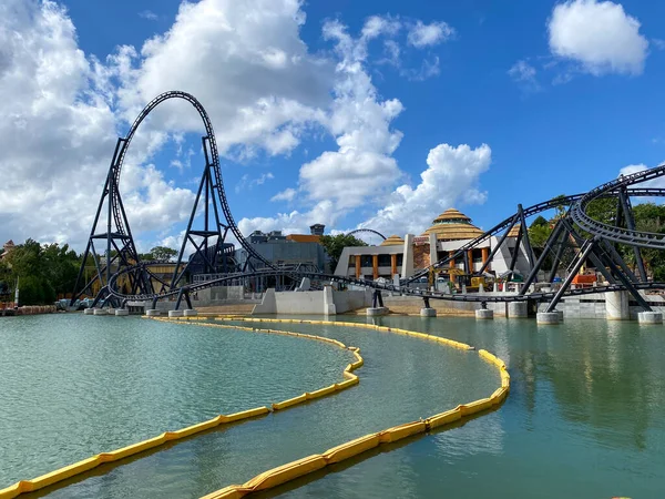 Orlando Usa Nowy Rollercoaster Park Jurajski Velocicoaster Który Jest Budowie — Zdjęcie stockowe