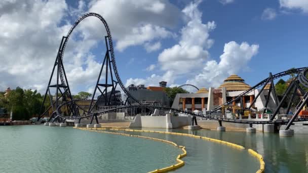 Orlando Usa New Jurassic Park Velocicoaster Rollercoaster Coaster Construction Islands — стокове відео