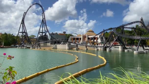 Orlando Usa Nowy Rollercoaster Park Jurajski Velocicoaster Który Jest Budowie — Wideo stockowe