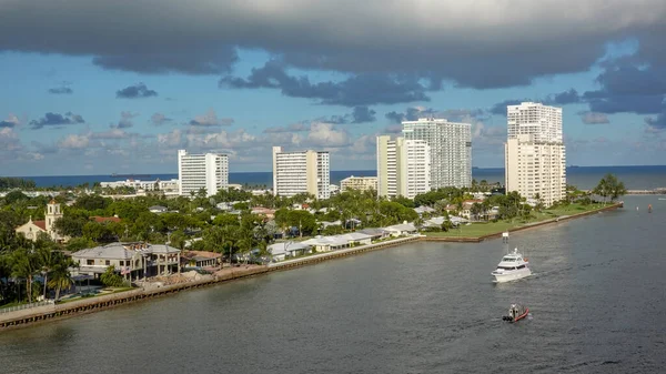 Lauderdale Usa Kilátás Egy Óceánjáróról Port Everglades Lauderdale Florida Csatorna — Stock Fotó