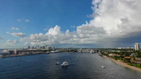 Lauderdale Usa Kilátás Egy Óceánjáróról Port Everglades Lauderdale Florida Csatorna — Stock Fotó