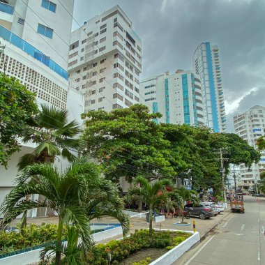 Cartagena / Columbia-11 / 5 / 19: Çağdaş mimariye sahip modern Kartagena, Kolombiya 'nın bir görüntüsü.