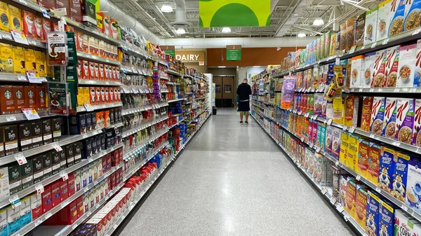 Orlando Febrero 2020 Pasillo Cereales Café Una Tienda Comestibles Publix — Foto de Stock