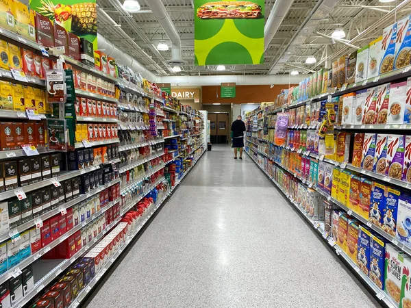 Orlando Febrero 2020 Pasillo Cereales Café Una Tienda Comestibles Publix — Foto de Stock