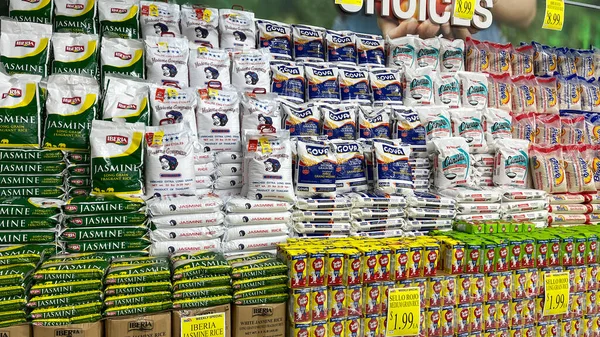 Orlando Usa January 2021 Rice Display Bravo Market Grocery Store — 스톡 사진