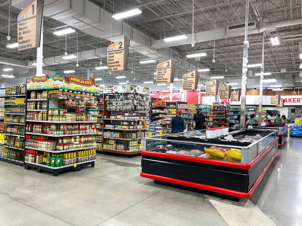 Orlando,FL USA - January 18, 2021:  An overview of multiple aisle of a Bravo Market Grocery Store in Orlando, Florida.