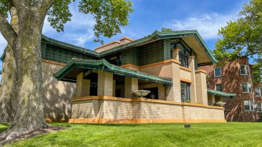 Springfield, IL USA - 14 Mayıs 2021: Dana Thomas House Frank Lloyd Wright Springfield, Illinois 'de bir ev tasarladı.