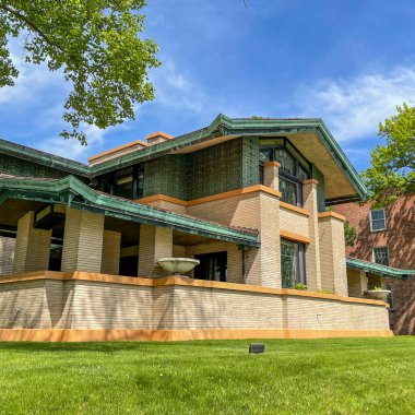 Springfield, IL USA - 14 Mayıs 2021: Dana Thomas House Frank Lloyd Wright Springfield, Illinois 'de bir ev tasarladı.