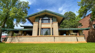 Springfield, IL USA - 14 Mayıs 2021: Dana Thomas House Frank Lloyd Wright Springfield, Illinois 'de bir ev tasarladı.