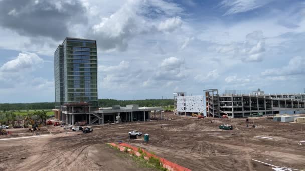 Orlando Usa Червня 2021 Повітряний Вид Будівельний Майданчик Будується Готель — стокове відео