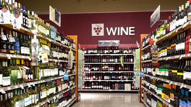 Orlando Enero 2020 Panorama Sobre Pasillo Del Vino Una Tienda — Vídeo de stock