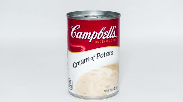 Orlando Usa Lutego 2020 Zbliżenie Puszkę Campbells Cream Potato Soup — Wideo stockowe