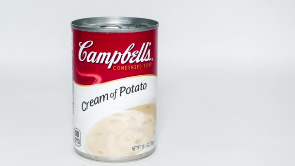 Orlando Usa Lutego 2020 Panning Right Can Campbells Cream Potato — Wideo stockowe