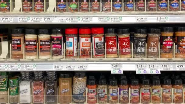 Orlando Usa Februari 2020 Panorera Upp Spice Aisle Publix Livsmedelsbutik — Stockvideo