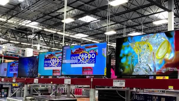 Orlando Usa Enero 2020 Panorama Pasillo Televisión Una Tienda Minorista — Vídeo de stock