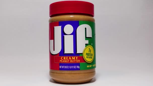 Orlando Usa Února 2020 Panning Right Jar Jif Creamy Peanut — Stock video