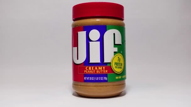 Orlando Usa February 2020 Zooming Jar Jif Creamy Peanut Butter — Stock Video