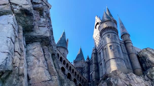 Orlando Usa Febrero 2020 Panning Izquierda Exterior Del Hogwarts Castle — Vídeo de stock