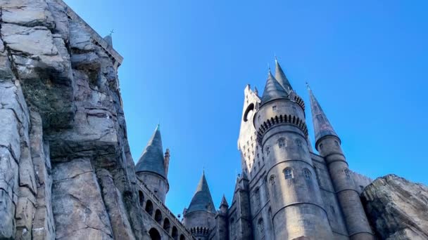 Orlando Usa Febrero 2020 Panorama Exterior Del Hogwarts Castle Universal — Vídeo de stock