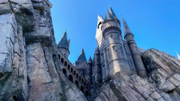 Orlando Eua Fevereiro 2020 Zooming Exterior Castelo Hogwarts Universal Studios — Vídeo de Stock