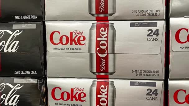 Orlando Usa Lutego 2020 Panning Left Cases Diet Coke Sklepie — Wideo stockowe