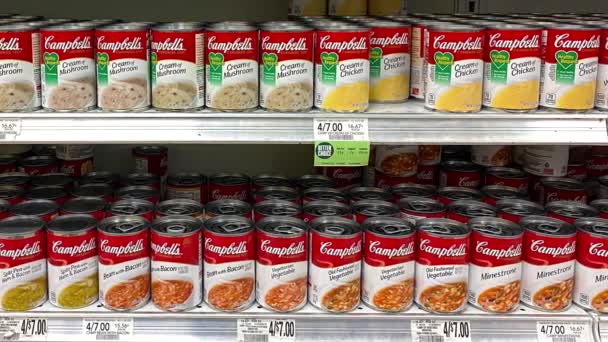 Orlando Usa Februari 2020 Panning Rätt Campbells Soppgång Publix Livsmedelsbutik — Stockvideo