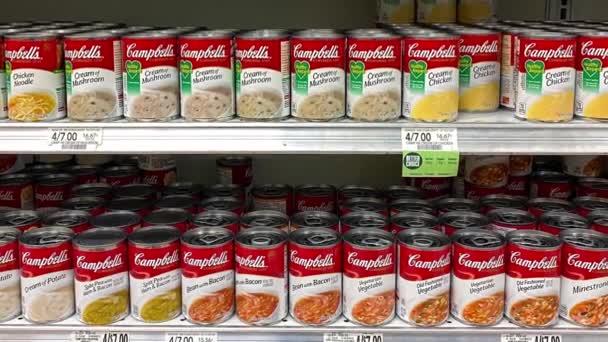 Orlando Usa February 2020 Zooming Out Campbells Soup Aisle Publix — Stock Video