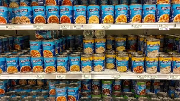 Orlando Usa February 2020 Zooming Progresso Soup Aisle Publix Grocery — Stock Video